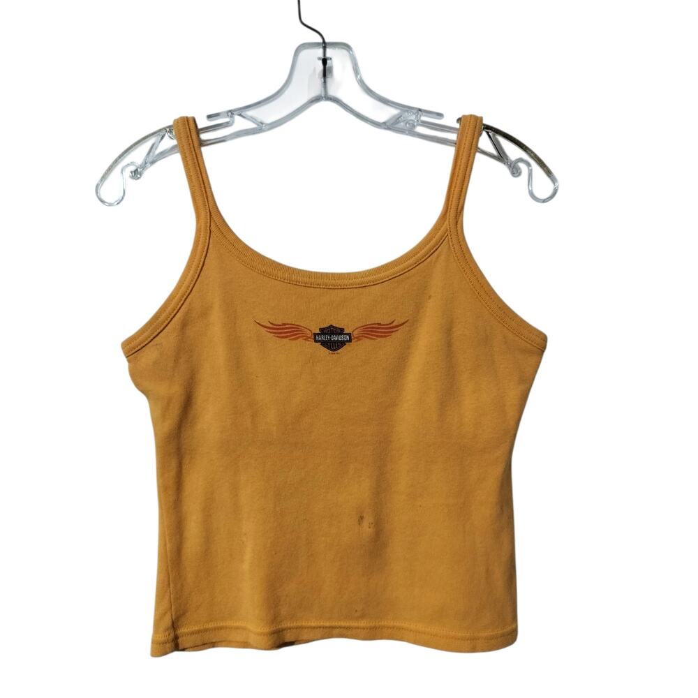 6021)Y2K Harley Davidson Orange Crop Camisole Cotton Tank Top Medium - Picture 2 of 8
